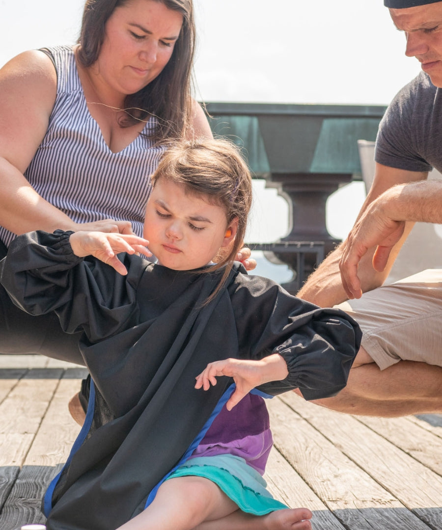 Bavette imperméable avec manches pour enfants, adolescents et adultes handicapés